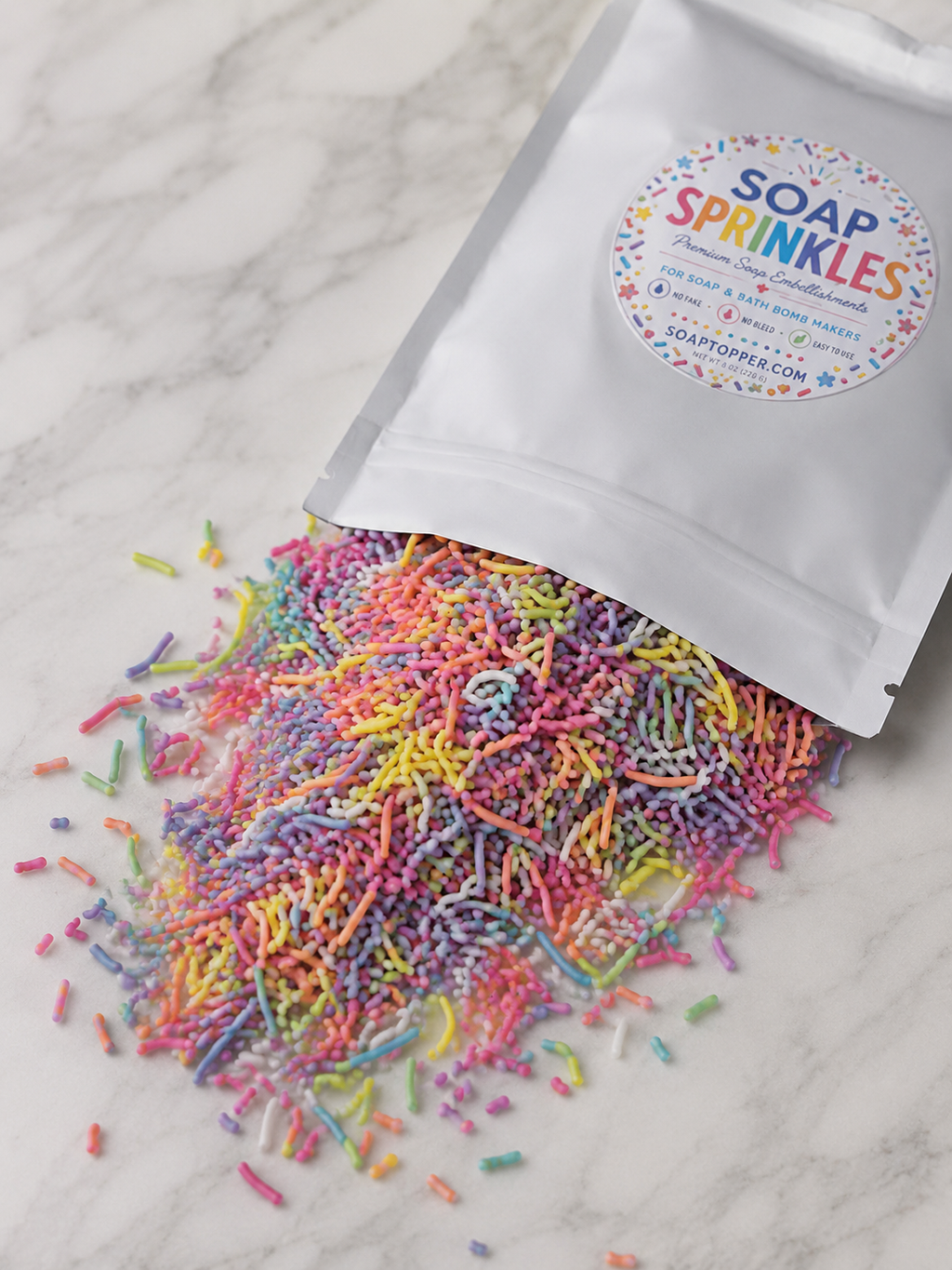 Rainbow cosmetic-grade soap sprinkles for melt and pour soap and bath bombs - SoapTopper.com