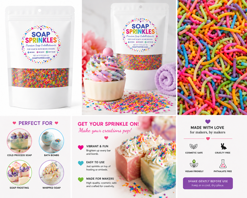 Rainbow cosmetic-grade soap sprinkles for melt and pour soap and bath bombs - SoapTopper.com